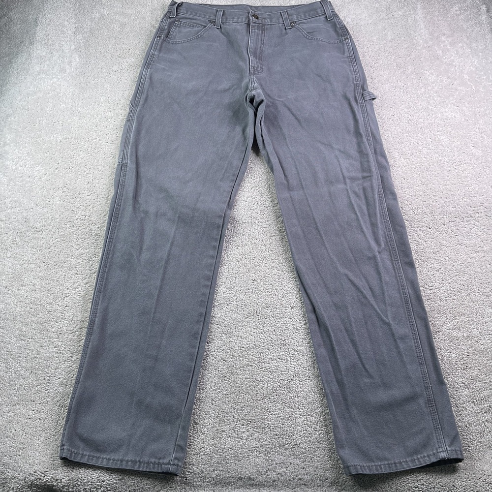 Dickies Pants Mens 34x34 Grey Carpenter Relaxed Fit Duck Canvas Workwear Utility